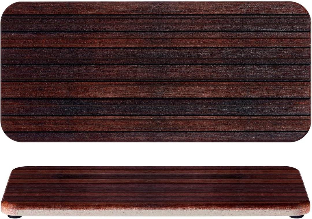 2Pcs 8.6x4'' Water Absorbent Diatomite Coasters Diatomaceous Earth Drying Mat, Grooved Design Water Absorbing Stone for Home Bathroom Decoration Home Warming Gift(Dark Brown)