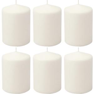 Stonebriar Unscented White Tall Pillar Candles, 35 Hour Burning Candle Pillars, Perfect for Decor, Weddings, Emergencies 3" X 4", 6 count