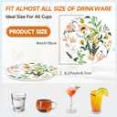 2 x Cute Flower Coasters Set of 6 with Holder and Cork Base - 4in Absorbent Ceramics Coaster for Tabletop Protection Drink Coasters-Coffee Table Decoration,Home Decor-Housewarming Gifts for New Home