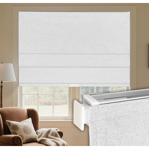 Grandekor No Drill Cordless Roman Shades for Windows,34" Wx60 H,Blackout Fabric Blinds for Indoor Windows,UV Privacy Protection Thermal Insulated,Easy Install,Blocking Roman Blinds for Home,White