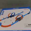 LILYBUDS Toy Car Track Gift Set for Boys Kids Age 35 47 812, Long Race Tracks with 4 Action Loops and 4 HighSpeed Slot DieCast Race Cars, 35+ Pieces Race Tracks to Create Multiple Configurations