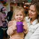 12oz Kids Stainless Steel Water Bottle, Spill Proof Insulated Stainless Steel Sippy Cup with Straw & Handles, Stainless Steel Toddler Cups with Silicone Sleeve, Great for Travel - Purple