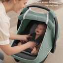 Blissful Diary Baby Car Seat Cover, Extra Large Mesh Window, Breathable Muslin Cotton, Infant Windproof Canopy, Must-Have Baby Gift - Roman Green