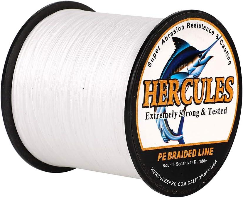 HERCULES Super Strong 1000M 1094 Yards Braided Fishing Line 40 LB Test for Saltwater Freshwater PE Braid Fish Lines 4 Strands - White, 40LB (18.1KG), 0.32MM