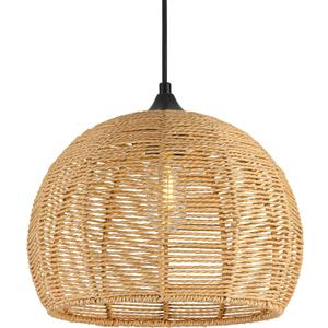 Hemp Rope Woven Pendant Light, 12.2" Boho Chandelier
Hand-Woven Rattan Pendant light with Black Hardware Farmhouse Coastal Wicker Light Fixture for Kitchen Islands Dining Room