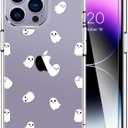 LUHOURI Designed for iPhone 14 Pro Max Case with Screen Protector - Crystal Acrylic Clear for Women and Girls - Slim Fit Protective Phone Cover 6.7" - Little Ghosts
