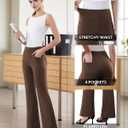 DLOODA Womens Dress Pants Stretchy Work Pants Business Casual Office Trousers Pull On Flare Slacks with 4 Pockets (Brown, S)