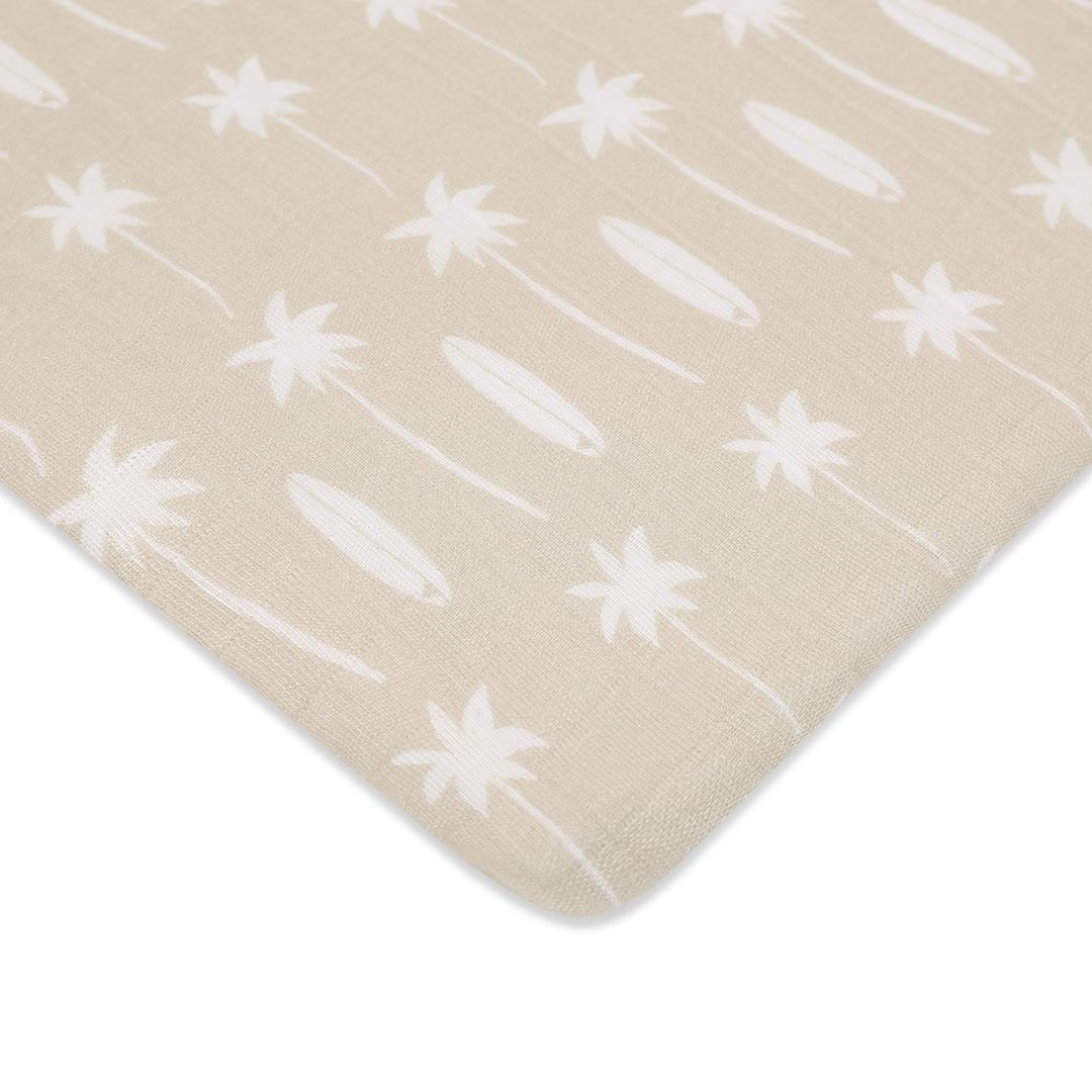 Babyletto 100% Organic Cotton Mini Crib Sheet, GOTS-Certified, Fitted 360°, Ultra-Soft and Breathable Muslin - Beach Bum