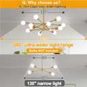 33" Modern Chandelier Ceiling Light Fixture, 12-Light Sputnik Chandeliers Brushed Gold Mid Century Chandelier Over Table, Height Adjustable Chandeliers for Dining Room Living Room (Bulbs Not Included)