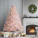 National Tree Company 7 ft Pre-Lit Winchester Pine Artificial Christmas Tree, 450 Clear Lights, 982 Tips, Silver Glitter, Includes Stand, White