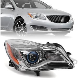 FIONE Headlights Assembly Compatible with Buick Regal Sedan 2014-2017 Halogen Projector Headlight Chrome Replacement Passenger Right Side 13409903 GM2503413 (RH)