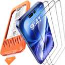 3-Pack for iPhone 16 Plus/15 Plus Screen Protector, 9H+ Tempered Glass, Scratch & Drop Resistant, Smooth & Clear, Easy Installation, Case Friendly, Full Coverage