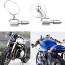 Silver Universal Motorcycle Rearview Mirrors 7/8" Bar End Compatible with Honda Cafe Racer Yamaha Suzuki Kawasaki Scooter