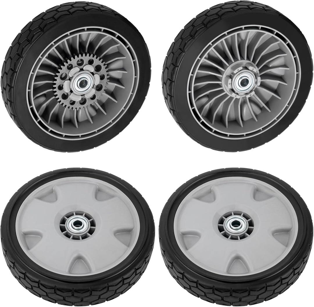 4 Pcs 9" HRX217 Lawn Mower Wheels Kit Fit for Honda HRX217 Lawn Mower 2 Rear Wheels Replace for 42710-VH7-010ZA and 2 Front Wheels Replace for 44710-VH7-010ZA
