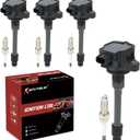 UF781 Ignition Coil Pack and Double Iridium Spark Plugs Set of 4 Compatible with Honda Civic Accord CRV Acura RDX TLX 2016-2021 Replaces# CM11122, 95660
