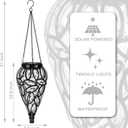 LEWIS&WAYNE Solar Hanging Lantern Outdoor Lights, Tear-Shaped 15 LEDs Cool White Hanging Lights with S Hooks Decor in Garden, Yard, Pathway, Front Door and Landscape