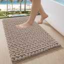 LUMI Chenille Bathroom Rug, Non Slip Absorbent Bath Mat, Beige, 20"x32"