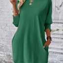Dokotoo Womens Dresses 2025 Spring 3/4 Sleeve Fashion Dresses Crewneck Casual Mini Dress with Pockets S-XL (Green, M)