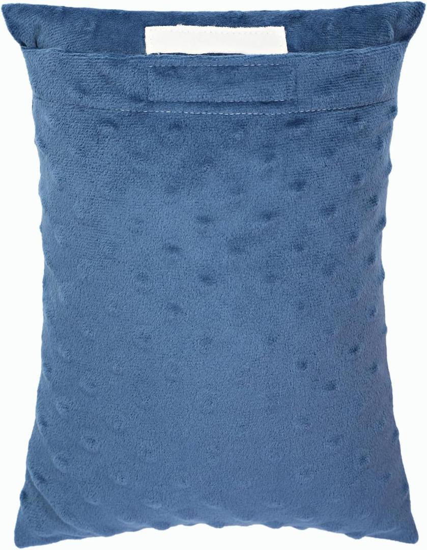 Small Neck Pillow for Recliner Chair Neck Support Pillows Pain Relief Plump Adjustable Filling Nap Airplane Sleeping Little Cushion Minky Dot Denim Blue (Velvet)