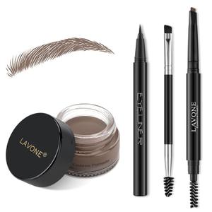 LAVONE Eyebrow Stamp Pencil Kit for Eyebrows Makeup, with Waterproof Eyebrow Pencil, Eyeliner, Eyebrow Pomade, and Dual-ended Eyebrow Brush - Light Brown