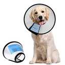 Supet Dog Cone Collar Adjustable After Surgery, Comfortable Pet Recovery Collar & Cone for Large Medium Small Dogs, Elizabethan Dog Neck Collar Plastic Practical, Size L Neck(14.0"-17.5")