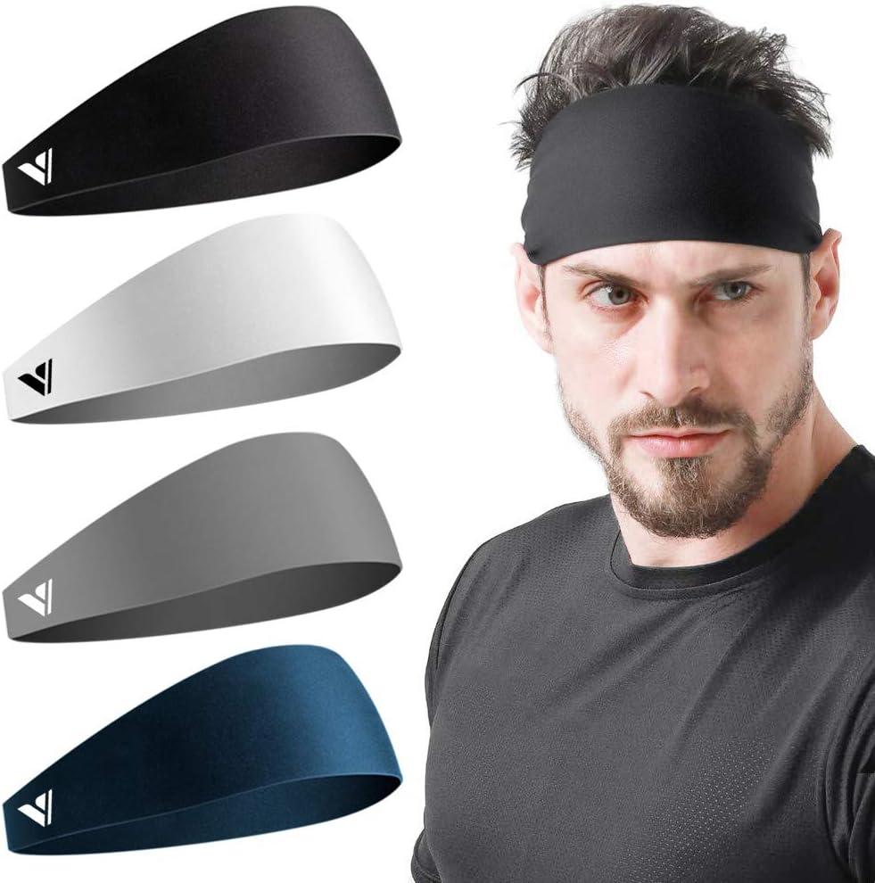 Running Headbands for Men Sweatbands Sports Sweat Bands Mens Workout Thin Fitness Gym Yoga 4 Pack