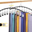 2 Pack Legging Organizer for Closet 360 Swivel, Metal Gym Clothes Organizer w/20 Clips Holds 20 Leggings, Hangers Space Saving, Closet Organizers and Storage, Dorm Room Organization Essentials, Black