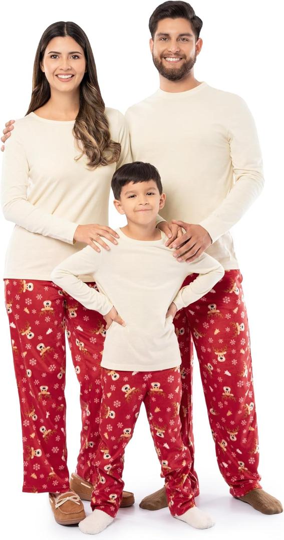 Fruit of the Loom Men Matching Holiday Family Sleep Pajama Set for Women, Men, and Kids