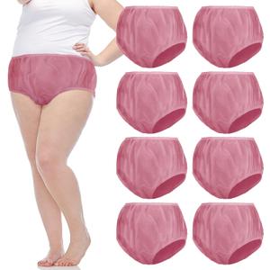 9 Pcs Waterproof Incontinence Underpants Plastic Pants Leak Proof Incontinence Underwear Adult Diaper Cover(XL,Pink)