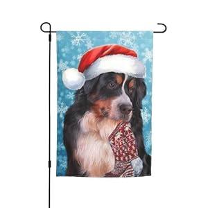 Merry Christmas Bernese Mountain Dog Snowflakes Garden Flag Welcome Party Outdoor Outside Decorations Picks Home House Garden Yard Decor 12x18 Inch