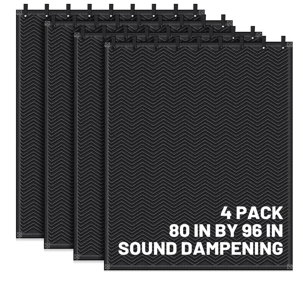 Tudomro 4 Pcs Soundproof Blanket 80'' x 96'' Sound Dampening Blanket with Grommet Outdoor Noise Barriers Studio Insulated Sound Absorption Sheet for Door Acoustic Noise General Indoor or Outdoor Use