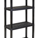 4 Tier Oskar Storage Shelves - Bathroom Wall Organizer, Kids Room Toys Book Shelf, No Drill Heavy Duty Industrial Display, Kitchen Closet Garage Outdoor Stackable Plastic Shelving Unit Black