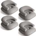 4 Pcs Inflatable Lounge Chair Deck Chair Lazy Sofa, Blow Up, Folding, Portable Couch for Home, Office Balcony, Floor Seating (Dark Grey)