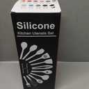 3 x Silicone Kitchen Tool Set, 12 Pieces, Spoons, Spatulas, Tongs (Black), 12pcs