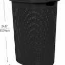 Mind Reader Slim Laundry Hamper with Lid, 60L Tall Clothes Basket, Narrow Tapered Design for Bathrooms, Closets and Laundry Rooms, Plastic, 2 Pack, Black