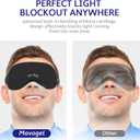 Mavogel Cotton Sleep Mask - Updated Design Light Blocking Sleep Mask, Soft and Comfortable Eye Blindfold for Men Women, Eye Mask for Sleeping/Shift Work, Includes Travel Pouch, Grey & Black