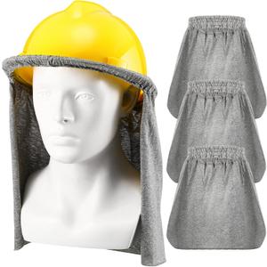Pasimy 4-Pack FR Hard Hat Liner Cooling Flame Resistant Hard Hat Pad Neck Shade Sun Visor Full Brim Safety Sun Cover for Men Women Construction Welding, Light Gray