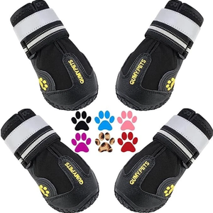 QUMY Dog Shoes for Large Dogs, Medium Dog Boots & Paw Protectors for Winter Snowy Day, Summer Hot Pavement, WaterResistant in Rainy Weather, Outdoor Walking, Indoor Hardfloors SkidResistant Sole Size 5