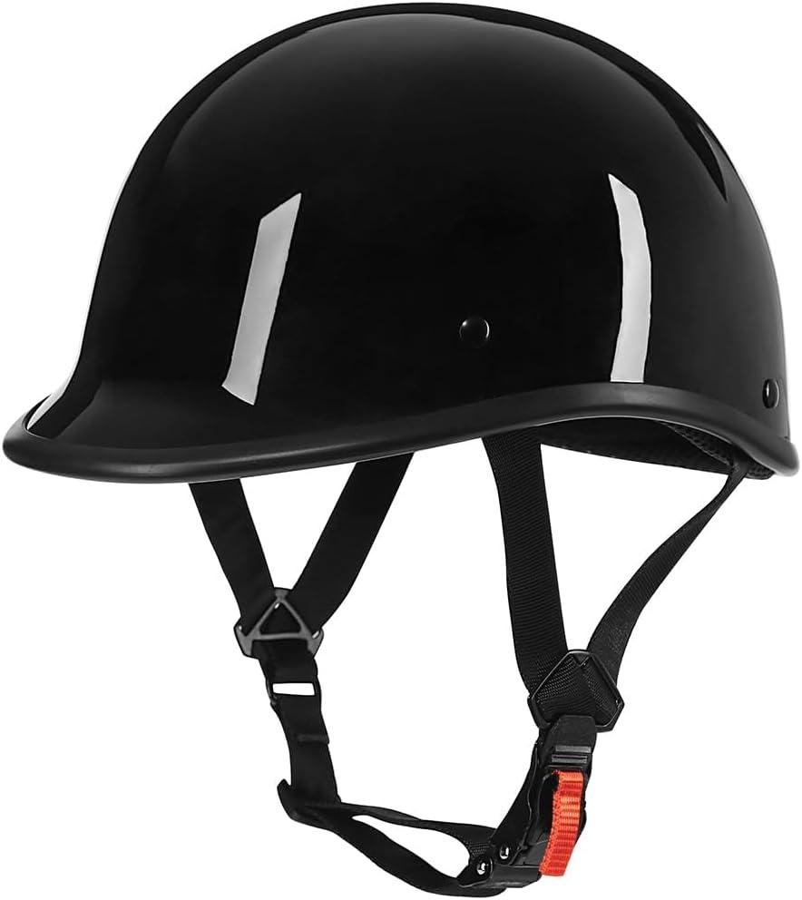 Yesmotor Motorcycle Helmet Half Shell Hawk Style Helmets Compact Lightweight Open Face for Motorcycle Street Bike Cruiser Moped - DOT Approved (Light Black,L)