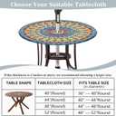 Round Outdoor Tablecloth with Umbrella Hole Waterproof Patio Table Covers Round Fitted Tablecloth with Elastic Zippered Outdoor Table Cloth for Picnic, Camping, Garden
