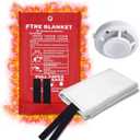 Essential Fire Blanket for Home & Kitchen, Complete with Smoke Detector for Immediate Alert, Heavy Duty Emergency Blanket for Grill, Car, Camping - Your Family's Peace of Mind
