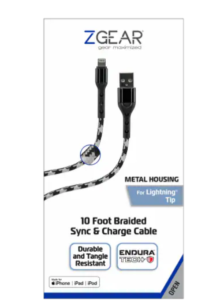 ZGear 10 Foot Braided Sync & Charge Cable ZGear 10 Foot Braided Sync & Charge Cable