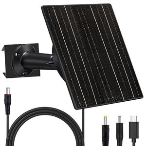 VUEBEE 10W Solar Panel with 10400mAh Battery for Security & Trail Cameras, 5V/12V Adjustable Output, USB-C & DC Plugs, IP66 Waterproof, 360° Mount, 9.8ft Cable