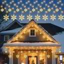 Warm White Snowflake Lights - 13FT 192LED Snowflake String Lights with 16 Drops, 12 Modes, Timer, IP65 Waterproof, Connectable Outdoor Xmas Light for Eaves Windows Indoor Outdoor