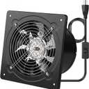 8 Inch Exhaust Fan Metal Ventilation Fan With Switch Window And Wall Mounted Extractor Warehouse Fan With Check Valve For Kitchen, Attic, Garage(Black)