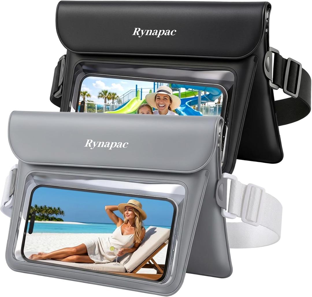 2 Pack Underwater Waterproof Fanny Pack, Women and Men Dry Belt Bag, Waist Waterproof Pouch for Phone Passport Wallet, Double Space, Elastic Waistband, Swimming Snorkeling Kayaking Accessories