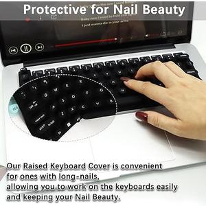 Raised Keyboard Cover for Long Nails, Heart Shaped Keyboard Protective Cover Nail Beauty Keyboard Compatible with HP EliteBook x360 G9 14" etc. 