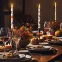 Nuanchu 6 Pcs Thanksgiving Flameless Taper Candles 10.6" LED Fall Candle Sticks Maple Leaf Battery Operated Taper Candles Flickering for Autumn Thanksgiving Harvest Dinner Table Home Party Decor