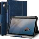 Antbox Case for iPad mini 7 A17 Pro, iPad mini 7th/6th Generation Case (2024/2021) with Pencil Holder Vegan Leather Smart Cover with Auto Sleep/Wake Stand Function (Blue)