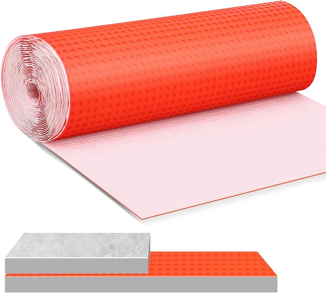 Drydiet 215 Sqft Uncoupling Membrane for Tile 1/8''(3mm) Thick Waterproofing Membrane Crack Prevention Anti Fracture Flooring Underlayment for Bathroom Shower Kitchen Basement(Orange)